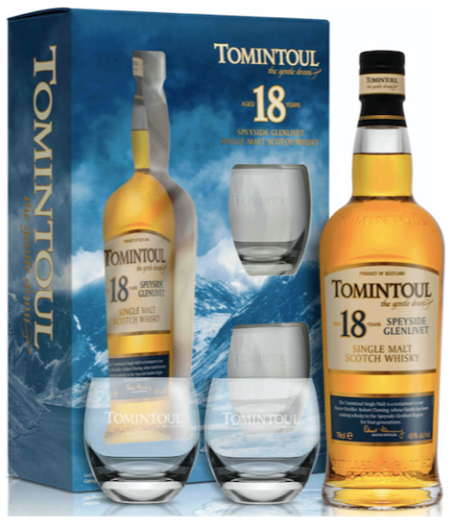 Tomintoul 18 YO with 2 glasses 70 cl
