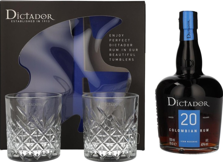 Dictador 20 Years Old Giftbox with 2 glasses