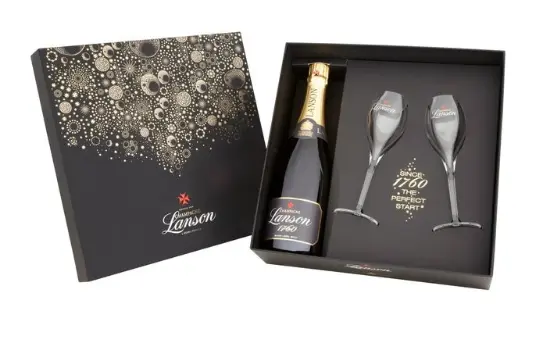 Lanson Le Black Label Brut Champagne Set with 2 Glasses
