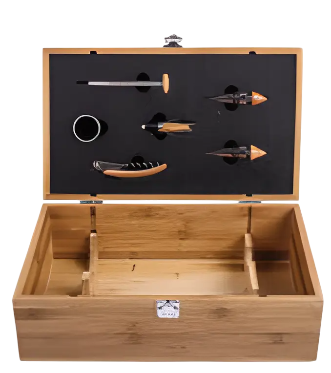ClassWine Bamboo Box for 2 Bottles with 8 Accessoires