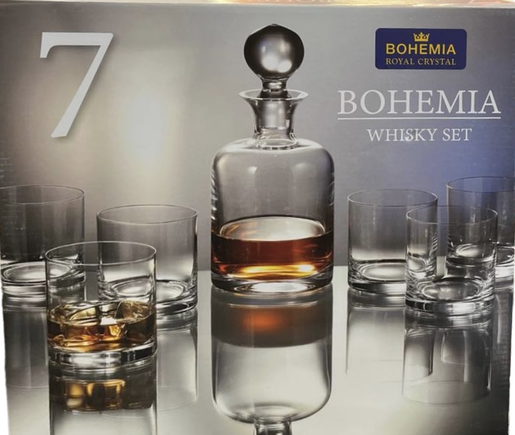 ClassWine Crystal Bohemia Box of 6 Whisky Glasses 40cl and Decanter 100cl