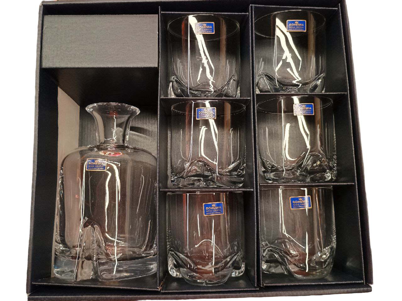 ClassWine Crystal Bohemia Box of 6 Whisky Glasses 41cl and Decanter 100cl