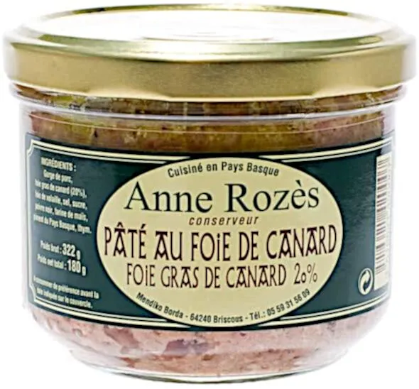 Pate Au Foie Gras De Canard Anne Roze 180g