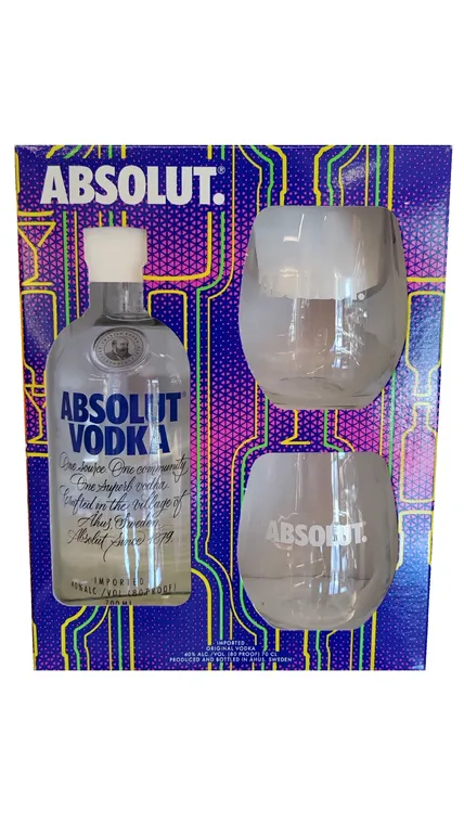 Absolut 70cl + 2 Glass