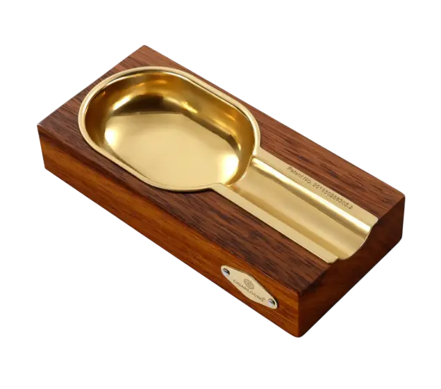 Wood Gold Metal Cigar Ashtary
