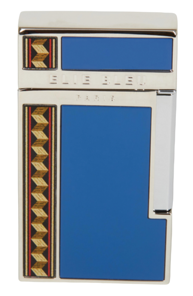 Elie Bleu Cigar Jet Flame Lighter Blue Japanese Lacquer Alba Marquetry
