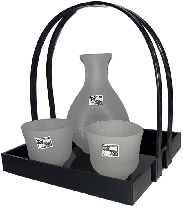 Hirota Glass 2 Sake Cups and bottle set
