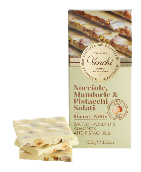 Venchi White Chocolate Bar with Salted Nuts 100g