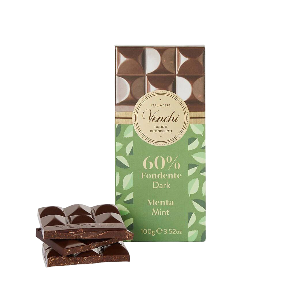 Venchi Dark Chocolate Bar With Mint Crunchy Grains 100g