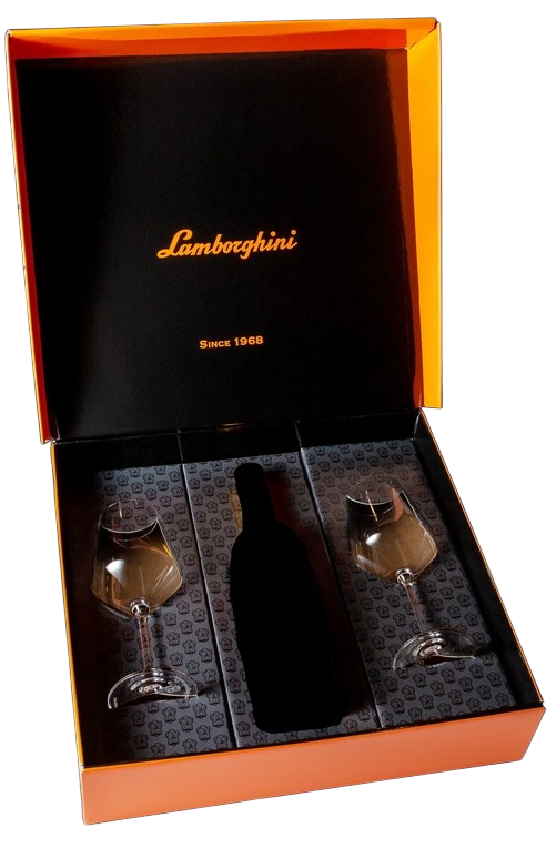 Lamborghini Wine Arancio Box with Glasses