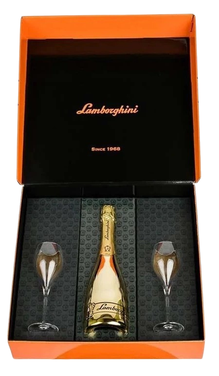 Lamborghini Sparkling Arancio Box with Glasses