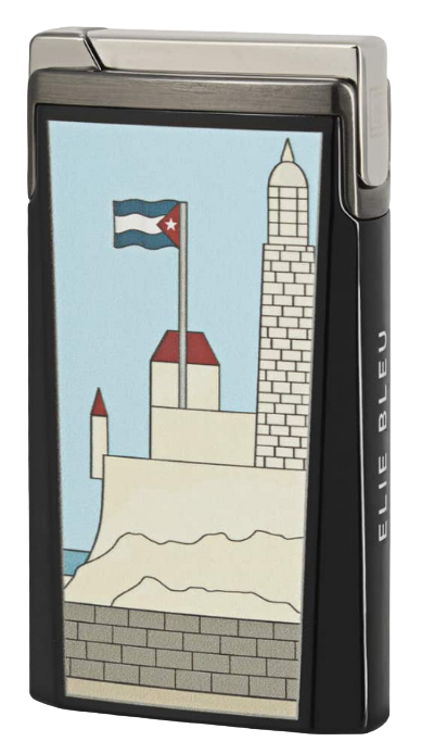 Elie Bleu Cigar Jet Flame Lighter "Casa Cubana" Black Laquer
